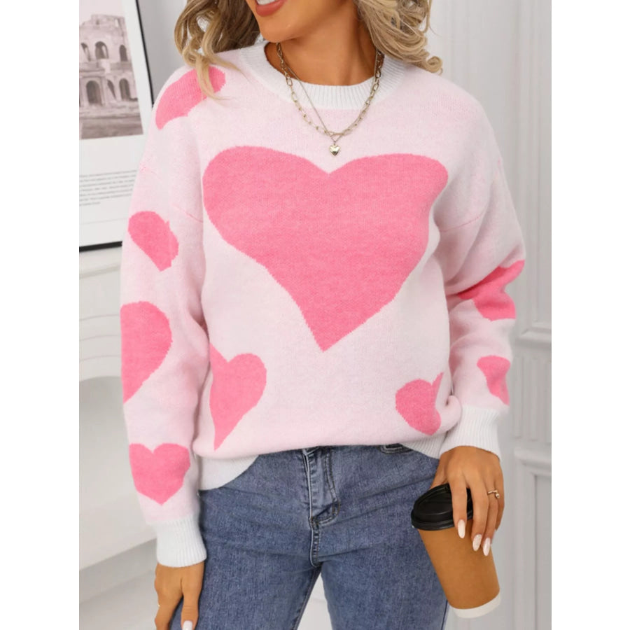 Valentine’s Day Heart Crew Neck Sweater Apparel and Accessories
