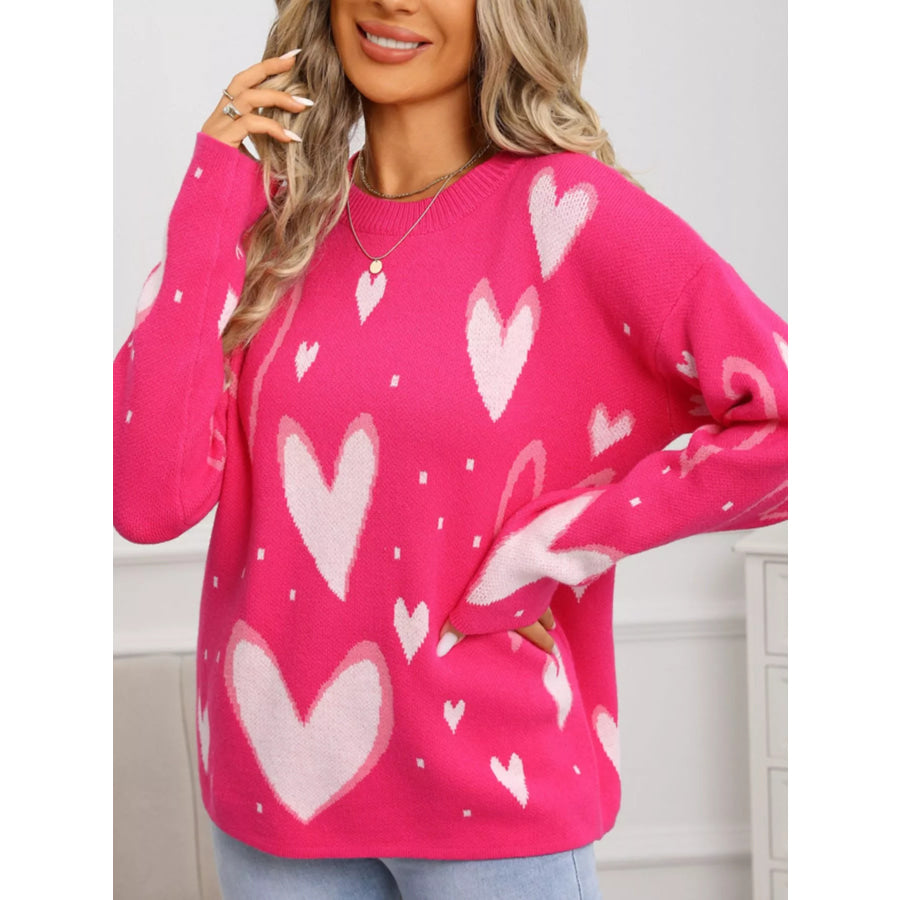 Valentine’s Day Heart Crew Neck Sweater Apparel and Accessories