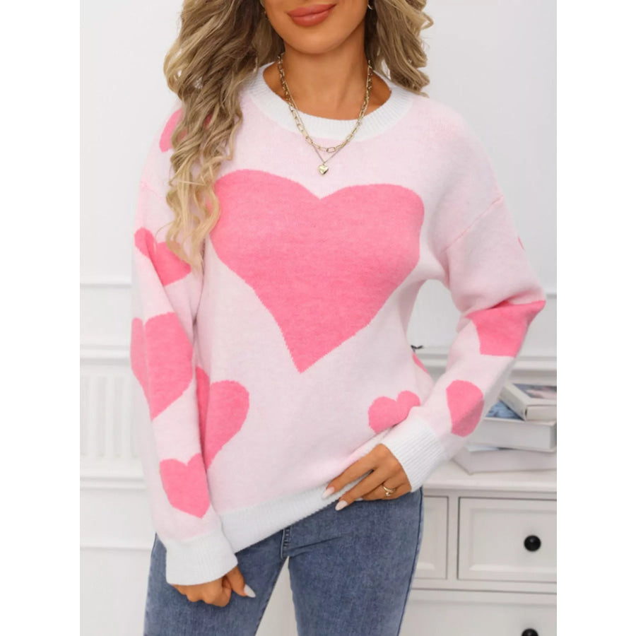Valentine’s Day Heart Crew Neck Sweater Apparel and Accessories