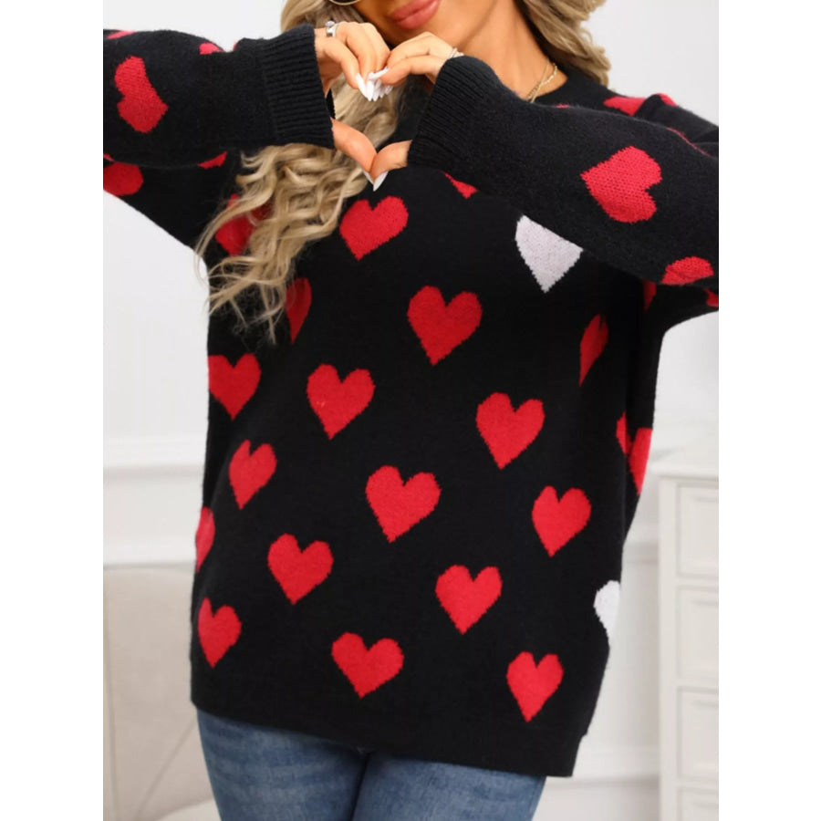Valentine’s Day Heart Crew Neck Sweater Apparel and Accessories
