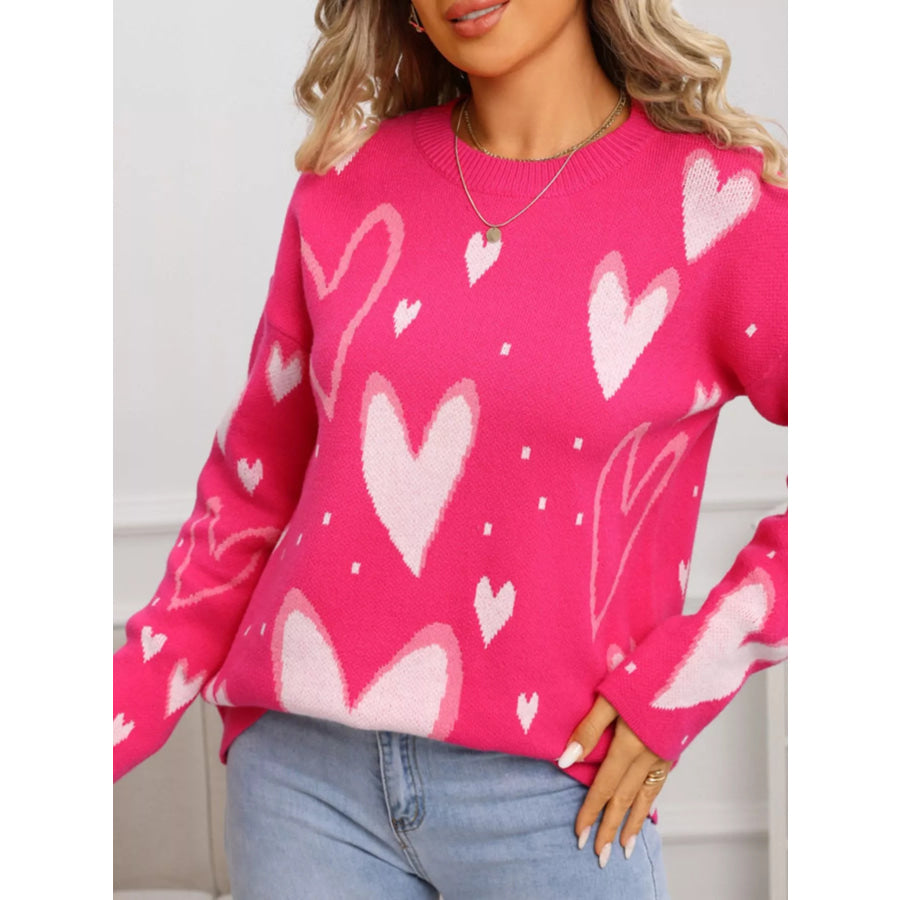 Valentine’s Day Heart Crew Neck Sweater Apparel and Accessories
