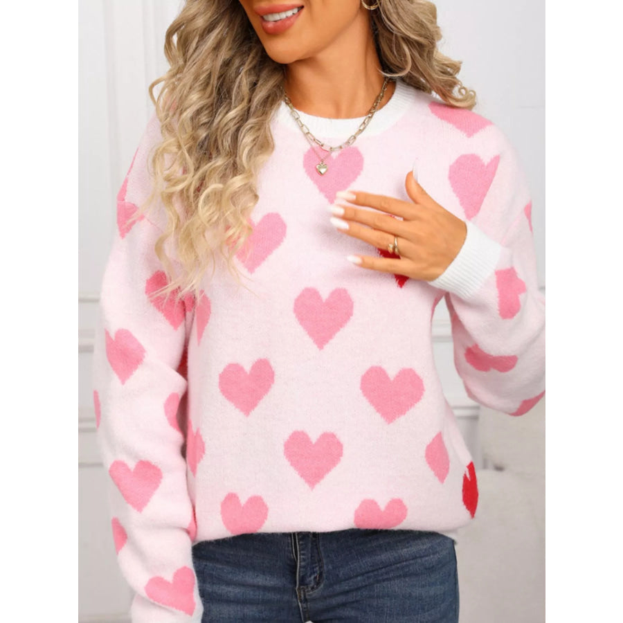 Valentine’s Day Heart Crew Neck Sweater Apparel and Accessories