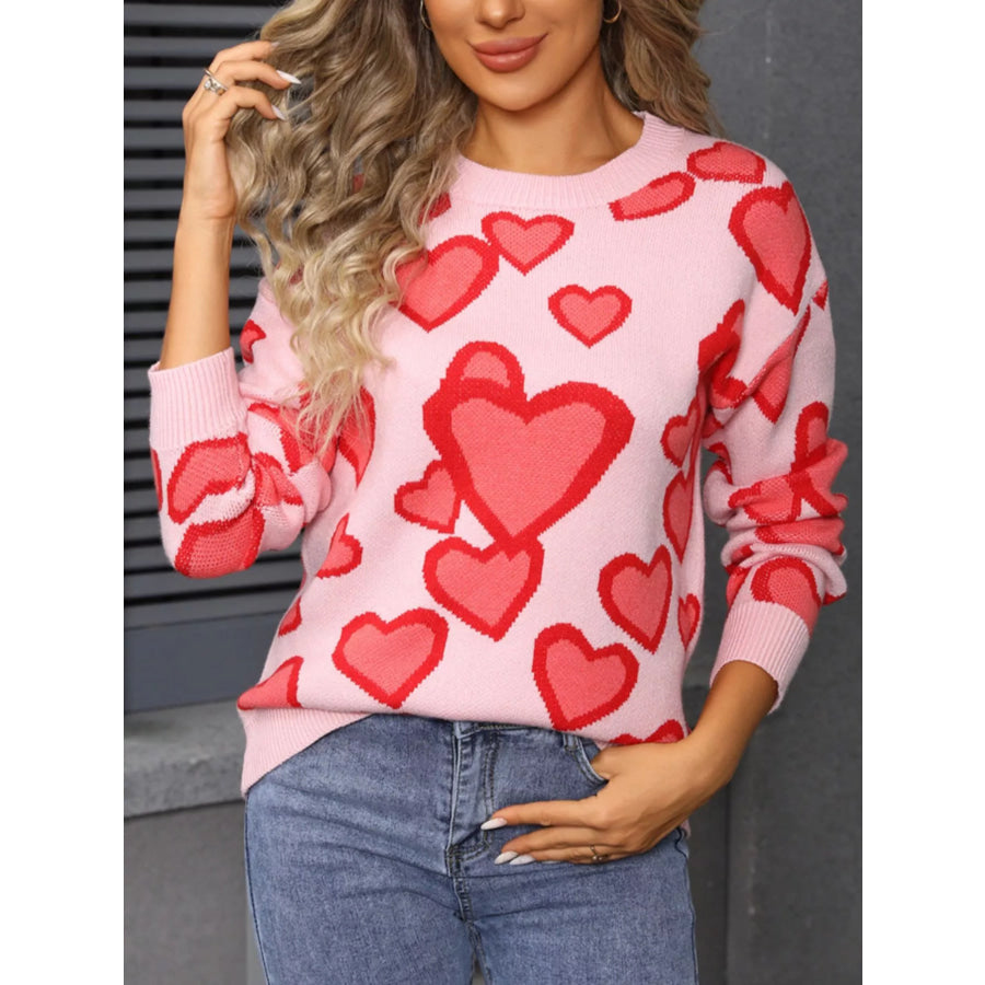 Valentine’s Day Heart Crew Neck Sweater Apparel and Accessories