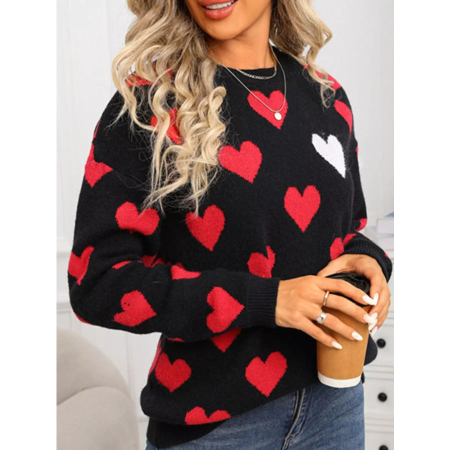 Valentine’s Day Heart Crew Neck Sweater Apparel and Accessories