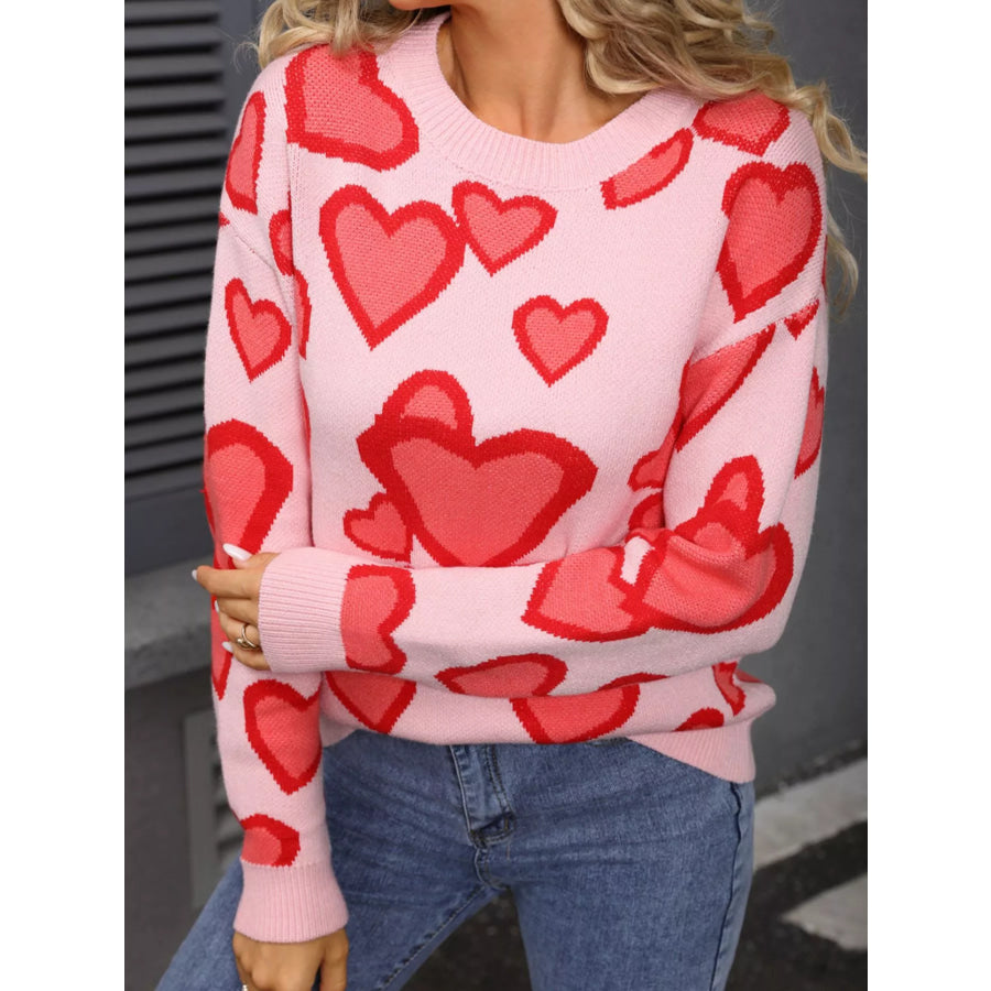 Valentine’s Day Heart Crew Neck Sweater Apparel and Accessories