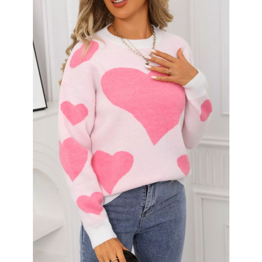 Valentine’s Day Heart Crew Neck Sweater Apparel and Accessories