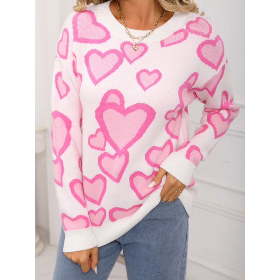 Valentine’s Day Heart Crew Neck Sweater Apparel and Accessories