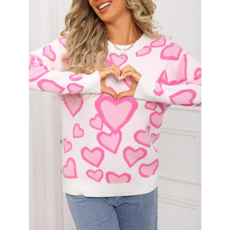 Valentine’s Day Heart Crew Neck Sweater Apparel and Accessories