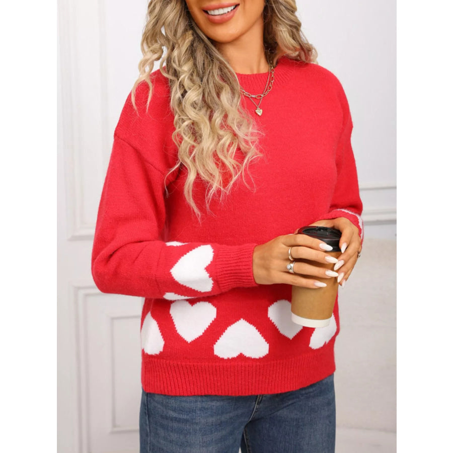 Valentine’s Day Heart Crew Neck Sweater Apparel and Accessories