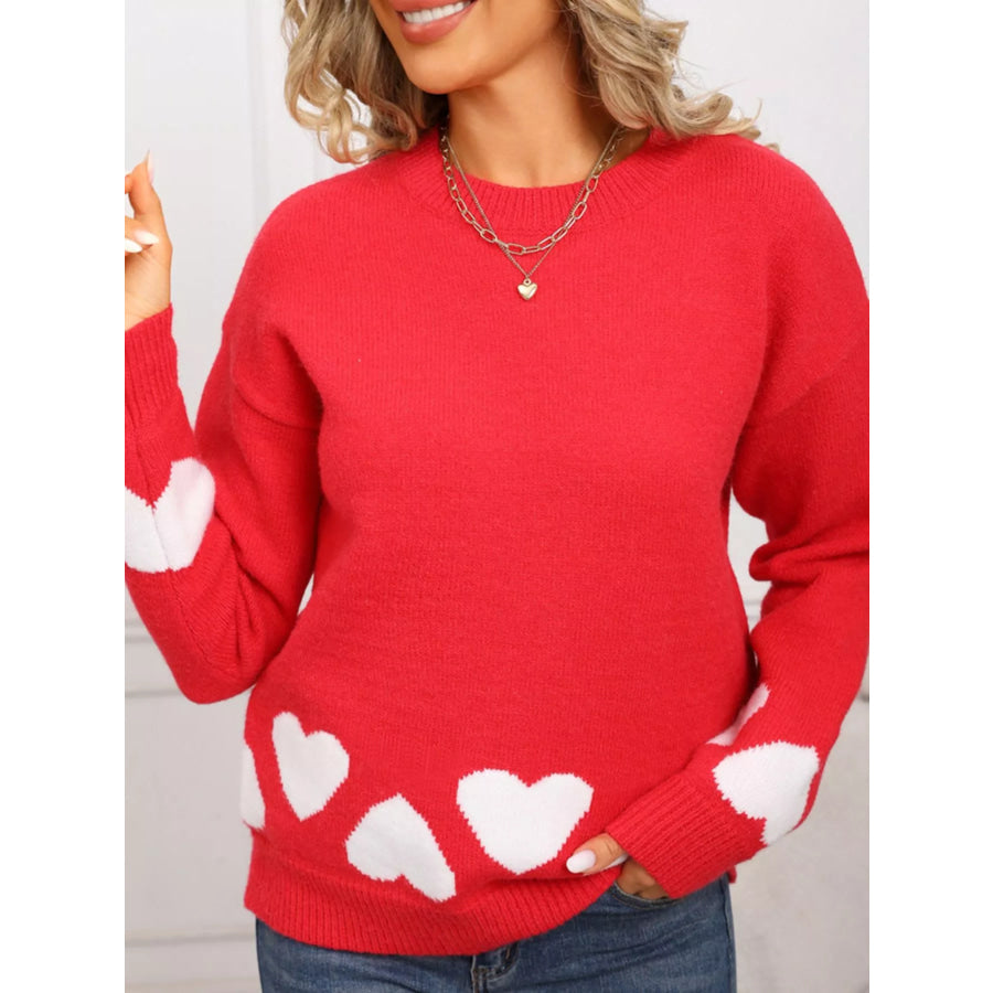 Valentine’s Day Heart Crew Neck Sweater Apparel and Accessories