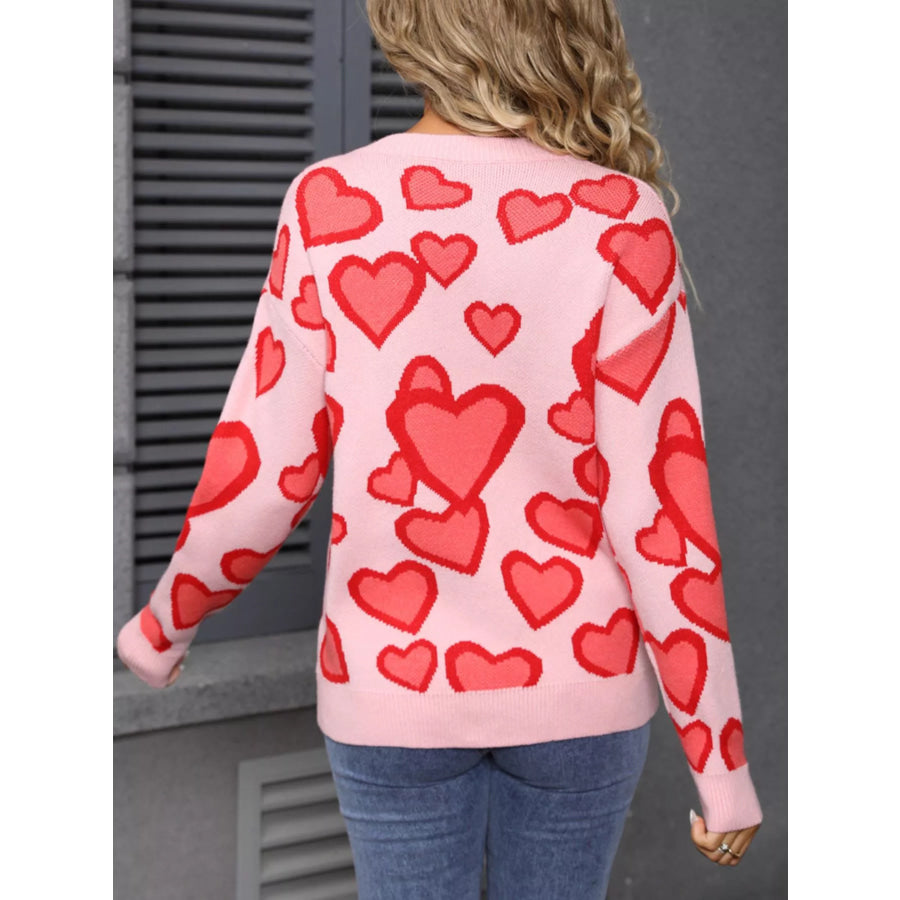Valentine’s Day Heart Crew Neck Sweater Apparel and Accessories