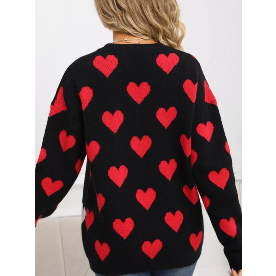 Valentine’s Day Heart Crew Neck Sweater Apparel and Accessories