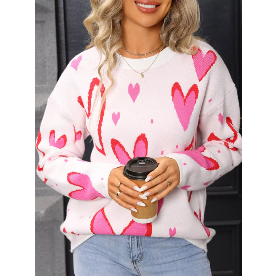 Valentine’s Day Heart Crew Neck Sweater Apparel and Accessories