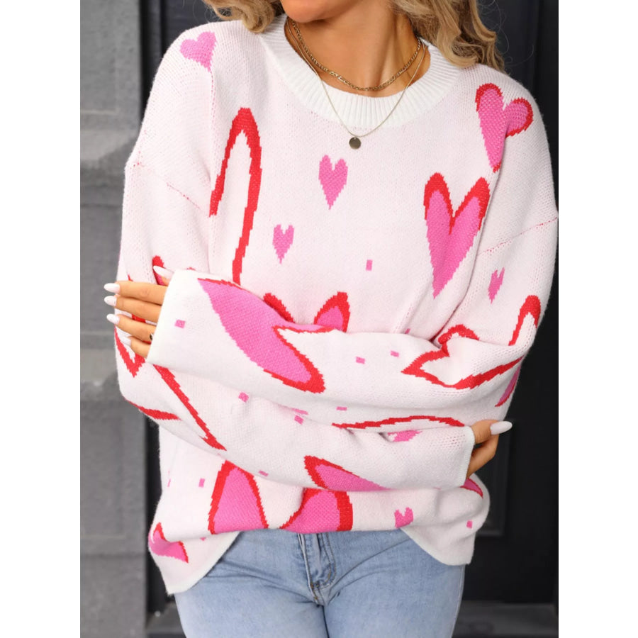 Valentine’s Day Heart Crew Neck Sweater Apparel and Accessories
