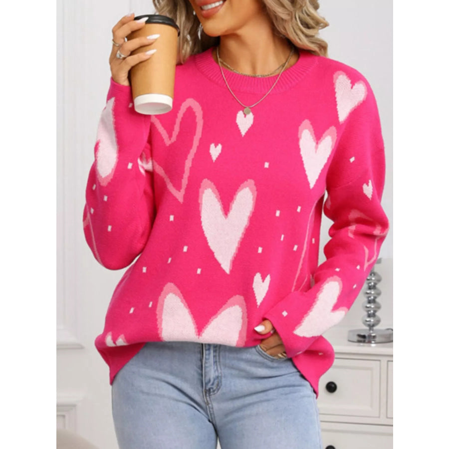 Valentine’s Day Heart Crew Neck Sweater Apparel and Accessories