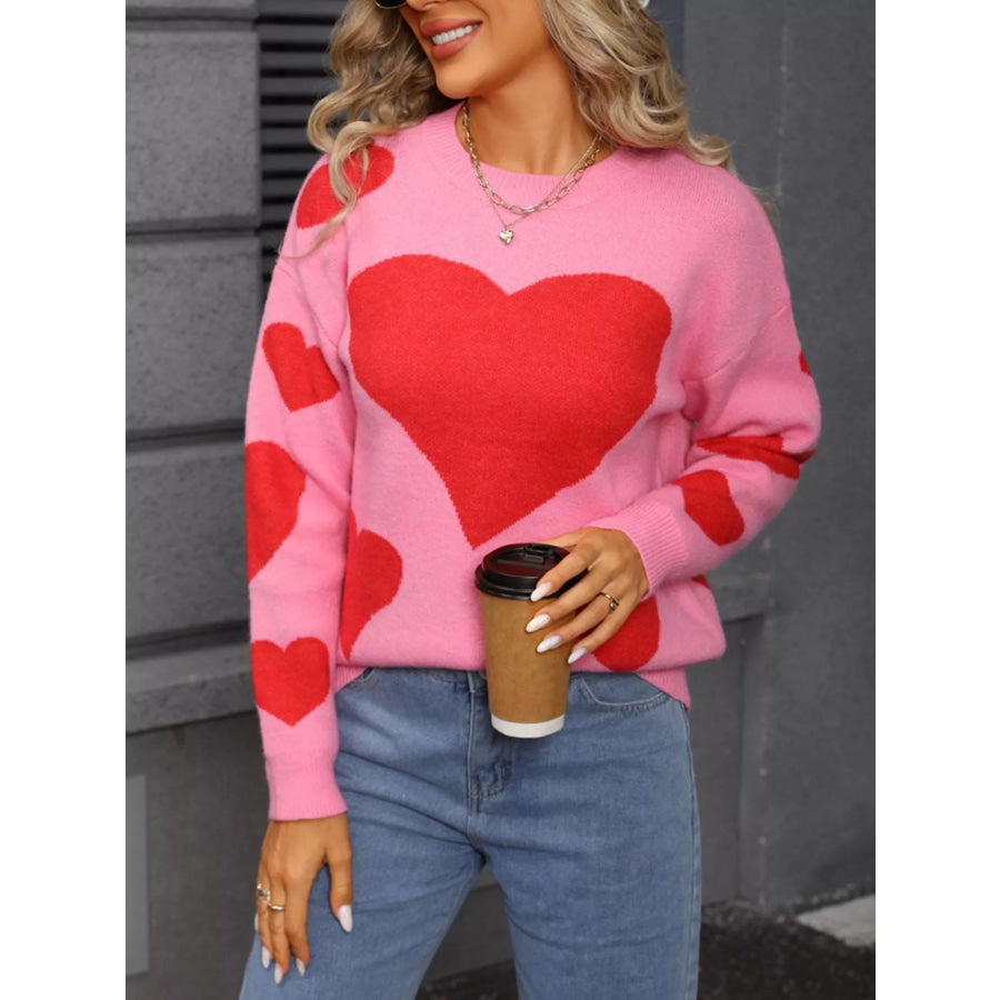 Valentine’s Day Heart Crew Neck Sweater Apparel and Accessories