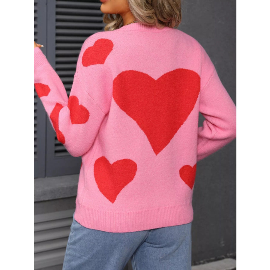 Valentine’s Day Heart Crew Neck Sweater Apparel and Accessories