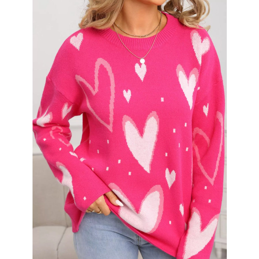 Valentine’s Day Heart Crew Neck Sweater Apparel and Accessories