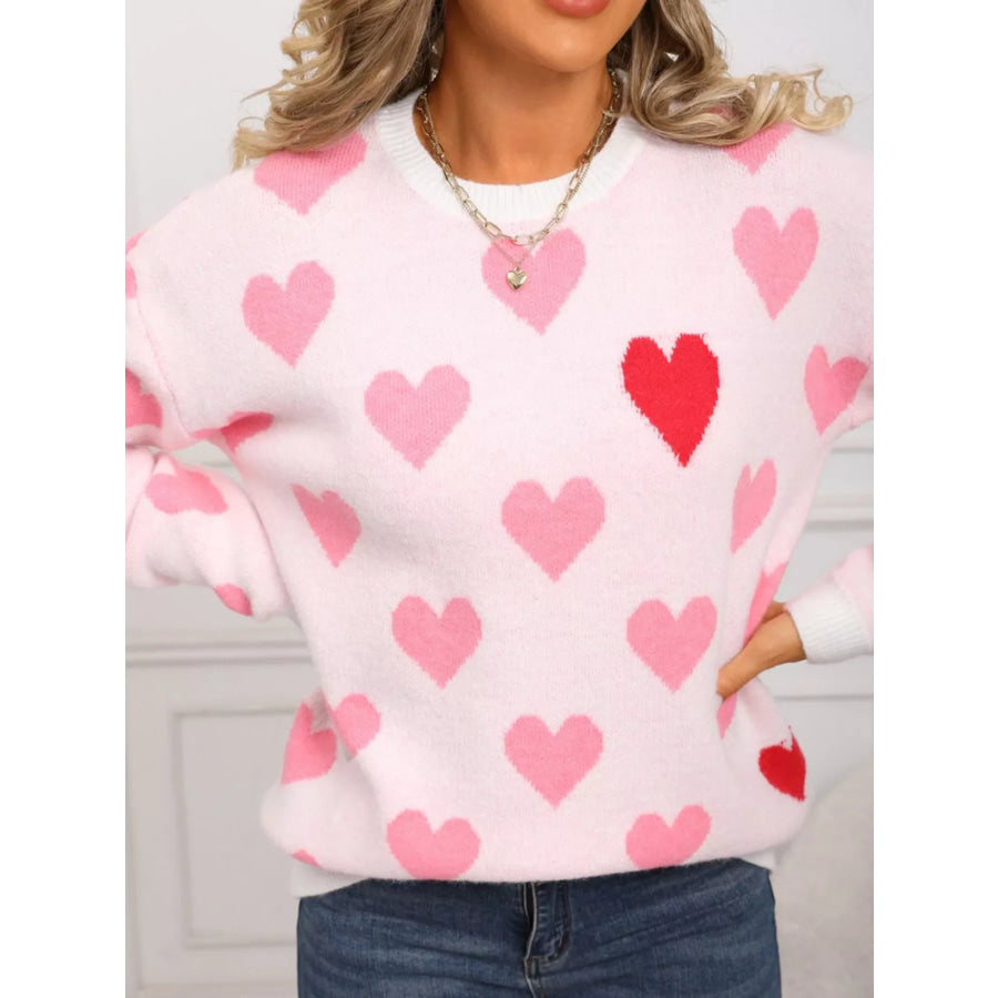 Valentine’s Day Heart Crew Neck Sweater Apparel and Accessories