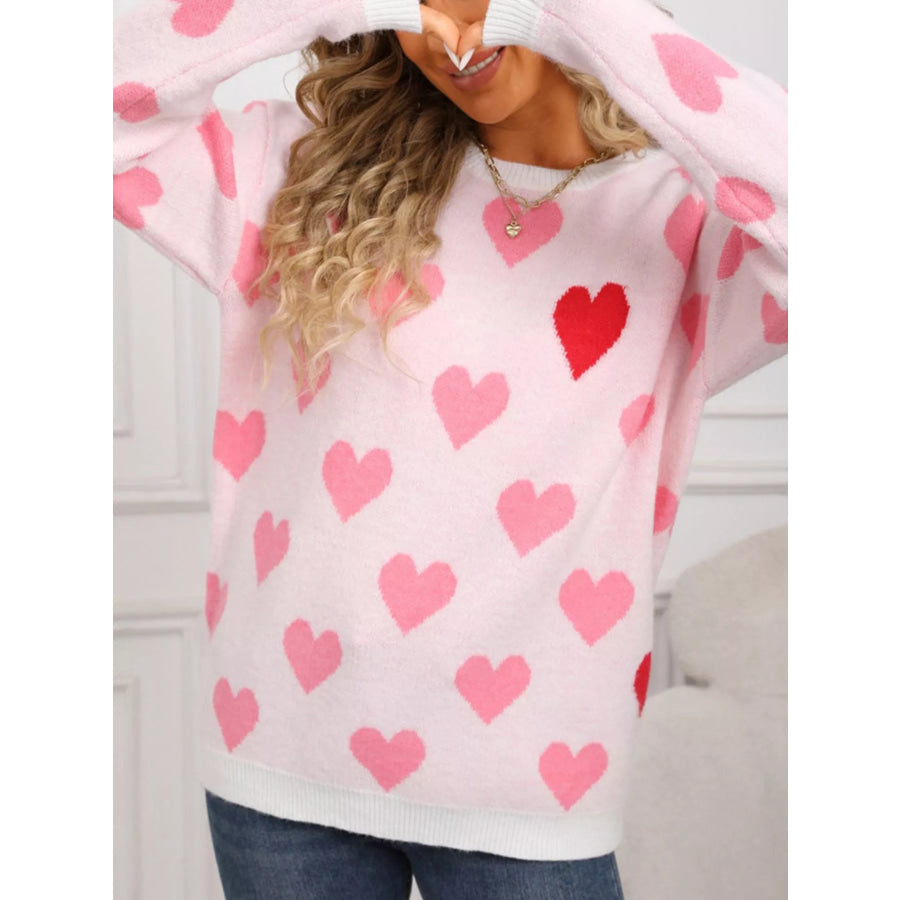 Valentine’s Day Heart Crew Neck Sweater Apparel and Accessories
