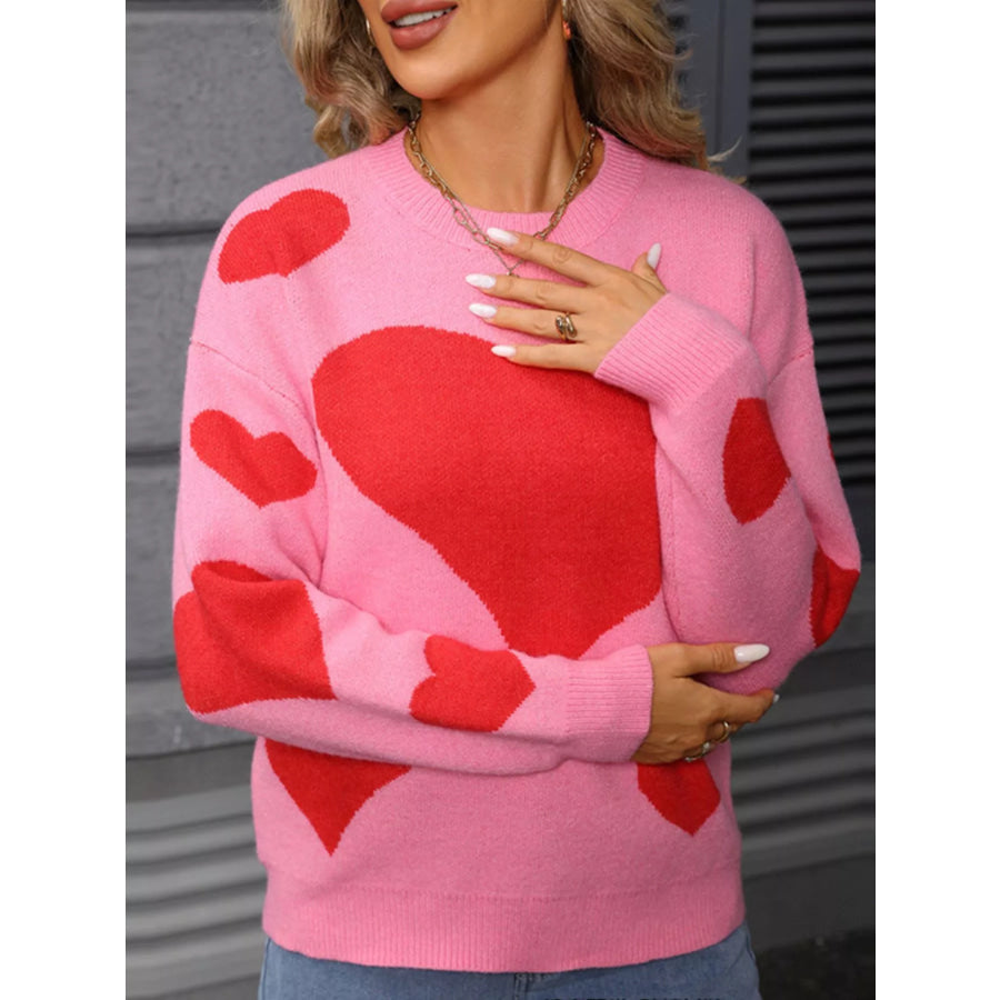 Valentine’s Day Heart Crew Neck Sweater Apparel and Accessories