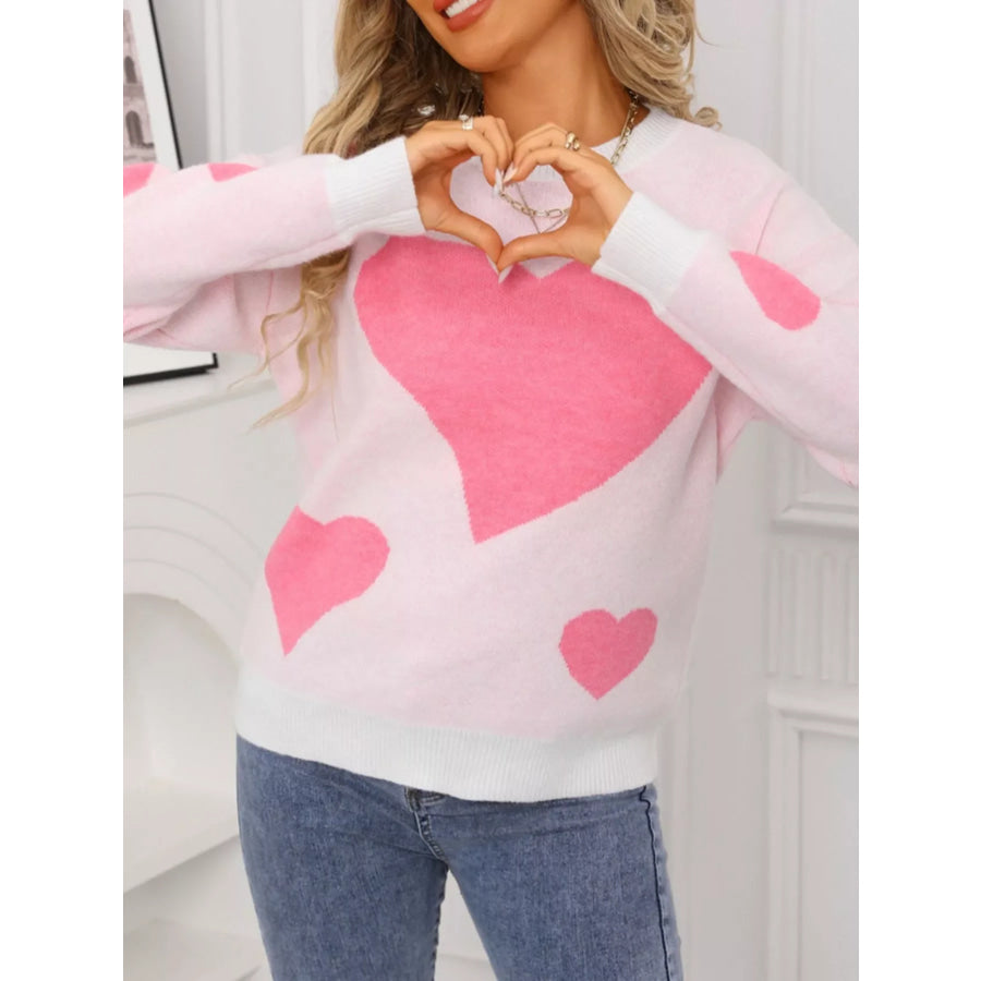 Valentine’s Day Heart Crew Neck Sweater Apparel and Accessories