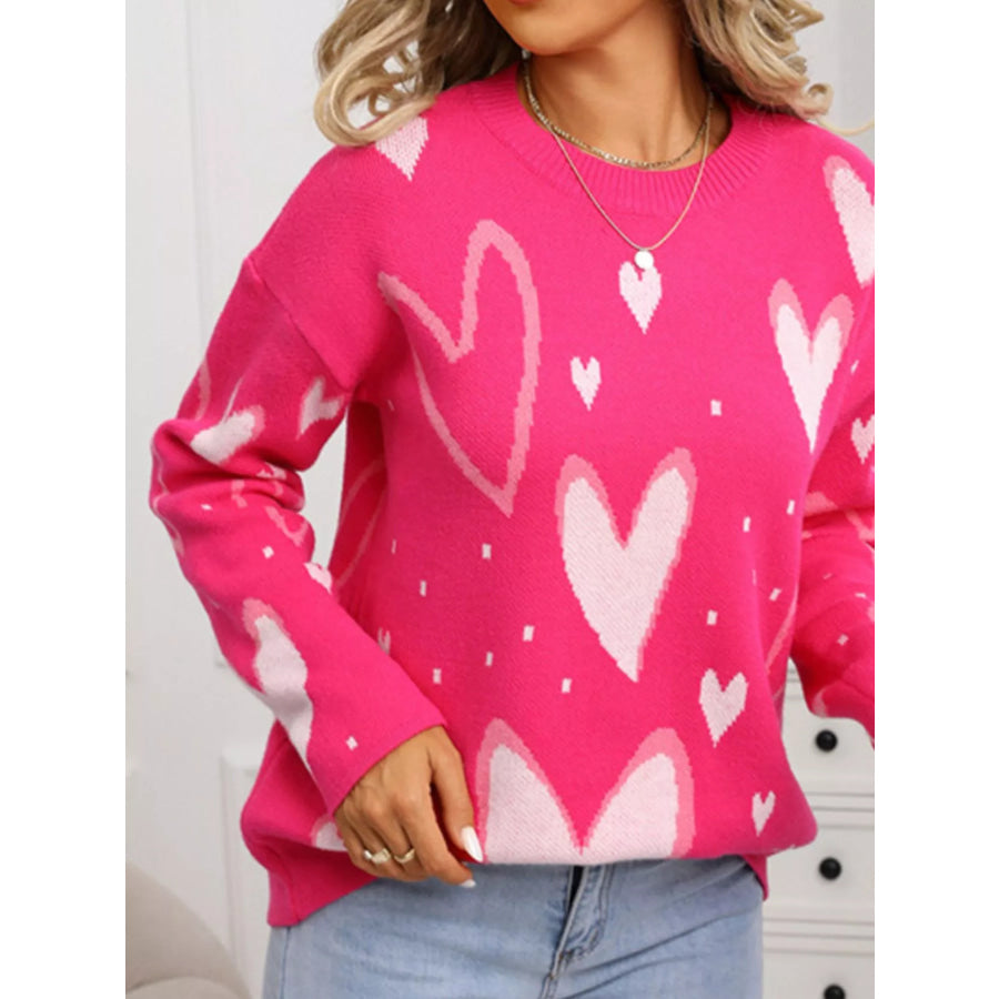 Valentine’s Day Heart Crew Neck Sweater Apparel and Accessories