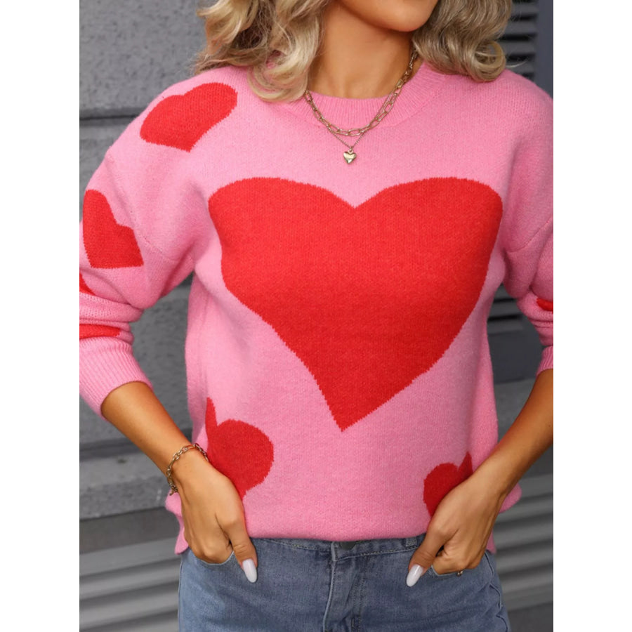 Valentine’s Day Heart Crew Neck Sweater Apparel and Accessories