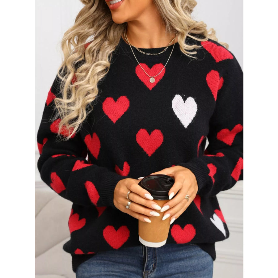 Valentine’s Day Heart Crew Neck Sweater Apparel and Accessories