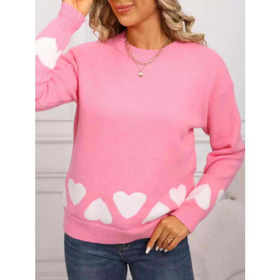 Valentine’s Day Heart Crew Neck Sweater Apparel and Accessories