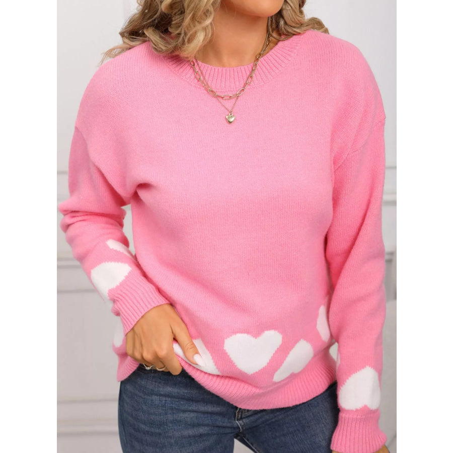 Valentine’s Day Heart Crew Neck Sweater Apparel and Accessories