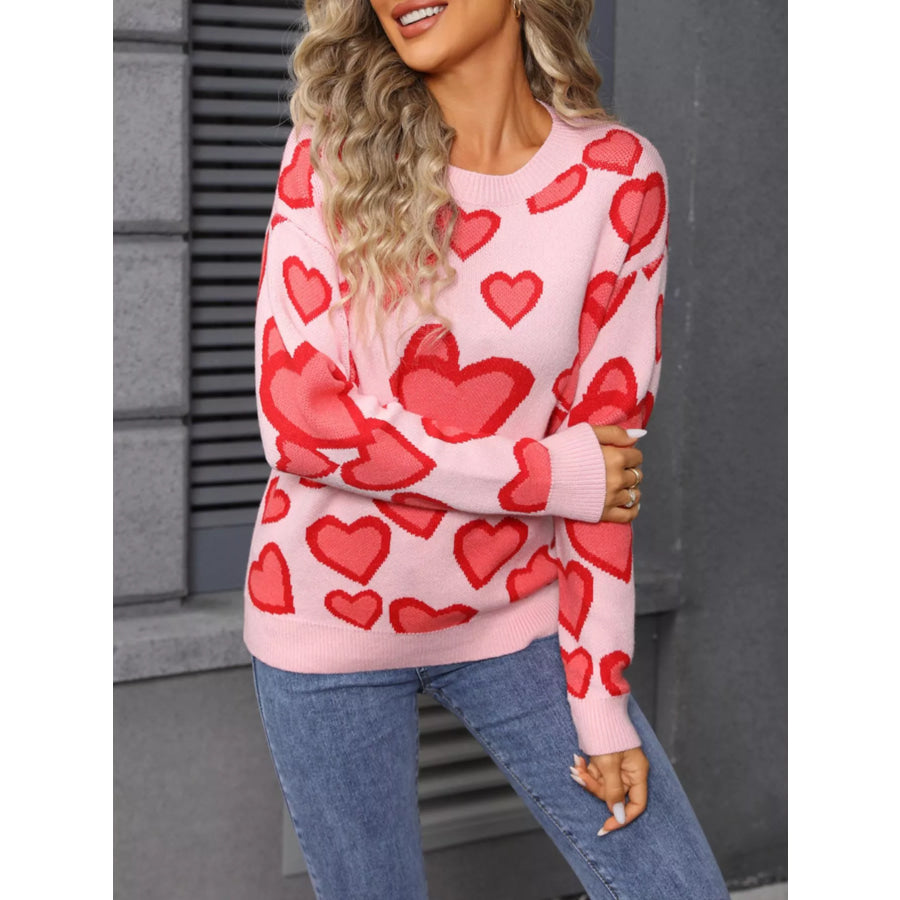 Valentine’s Day Heart Crew Neck Sweater Apparel and Accessories
