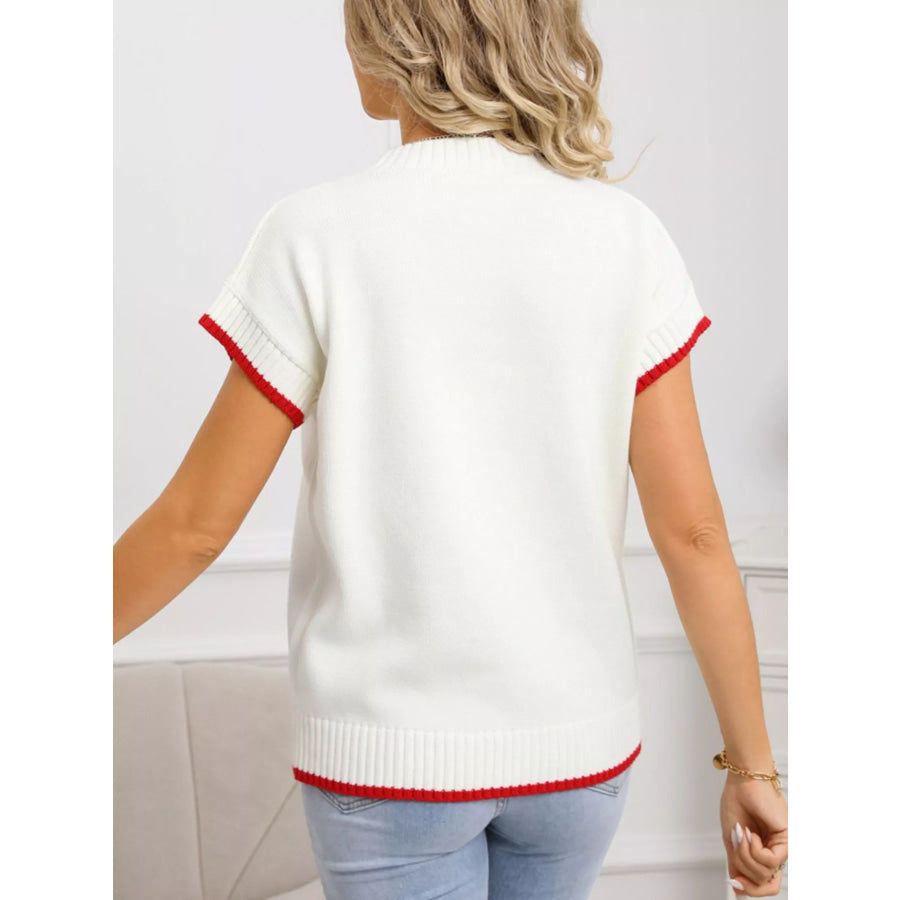Valentine’s Day Heart Graphic Short Sleeve Sweater Apparel and Accessories