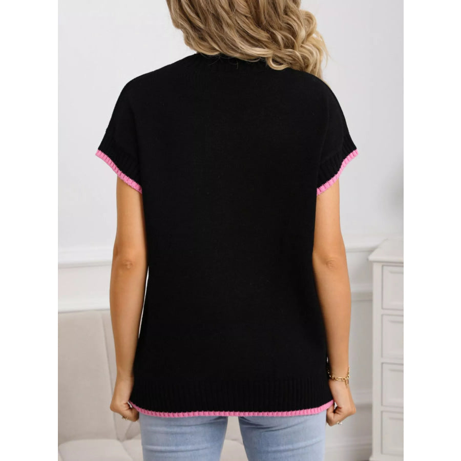 Valentine’s Day Heart Graphic Short Sleeve Sweater Apparel and Accessories