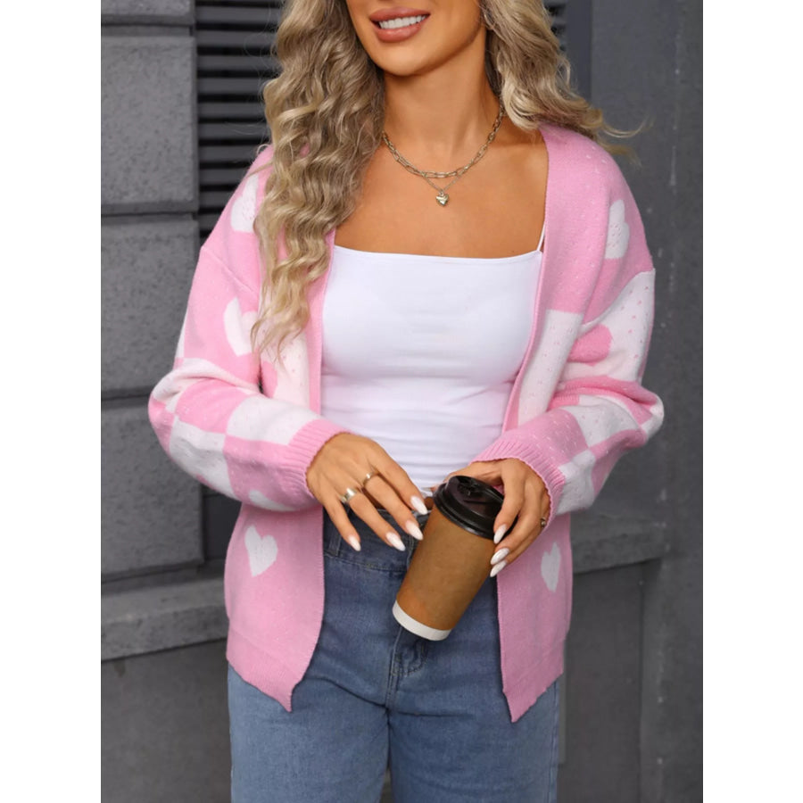 Valentine’s Day Heart Pattern Knit Cardigan Apparel and Accessories