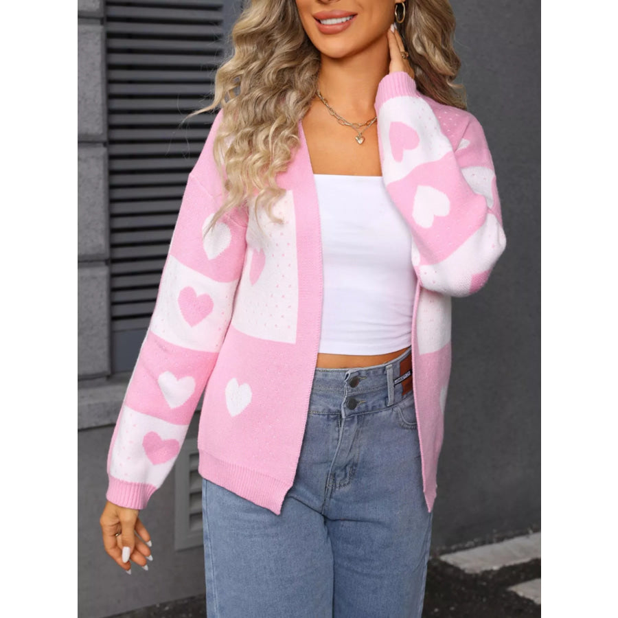 Valentine’s Day Heart Pattern Knit Cardigan Apparel and Accessories