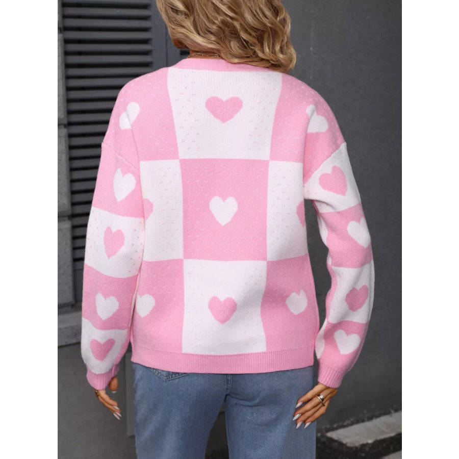 Valentine’s Day Heart Pattern Knit Cardigan Apparel and Accessories