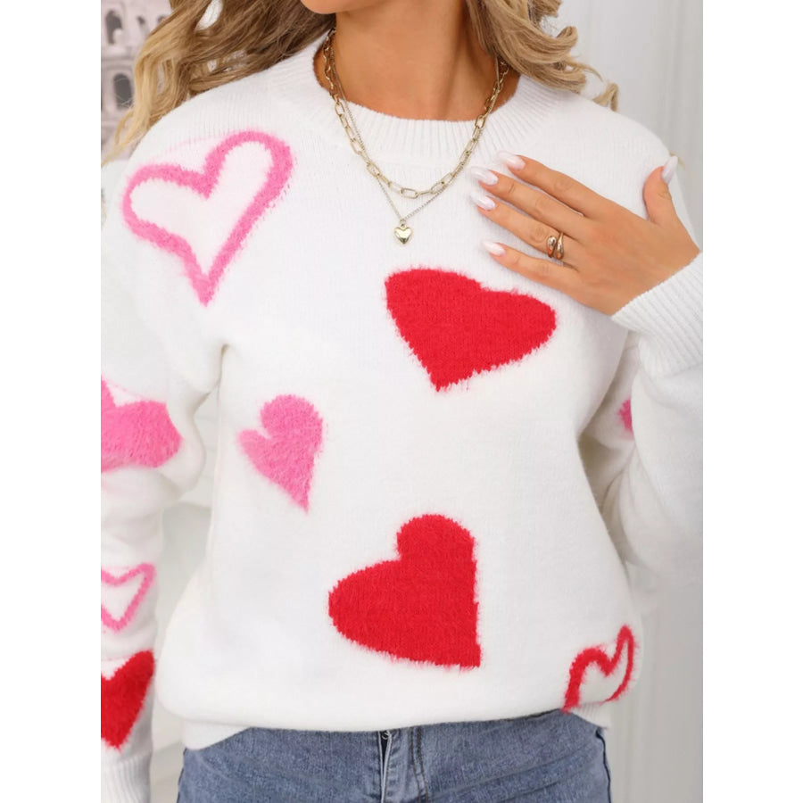 Valentine’s Day Heart Pattern Knit Sweater Apparel and Accessories