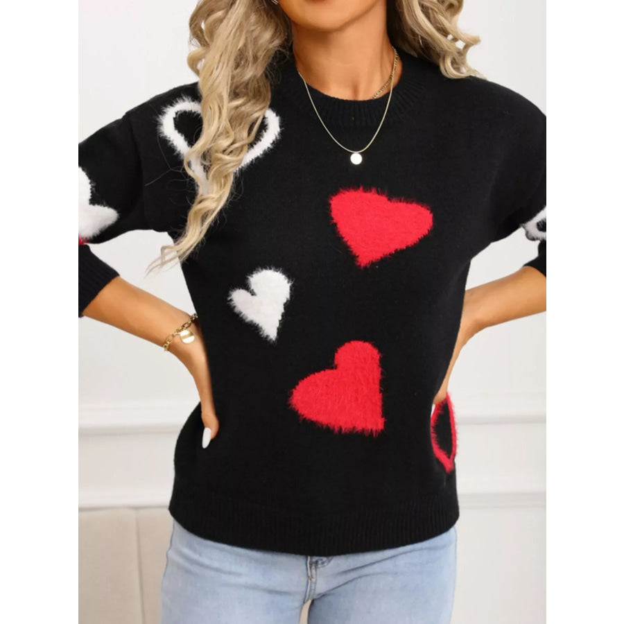 Valentine’s Day Heart Pattern Knit Sweater Apparel and Accessories