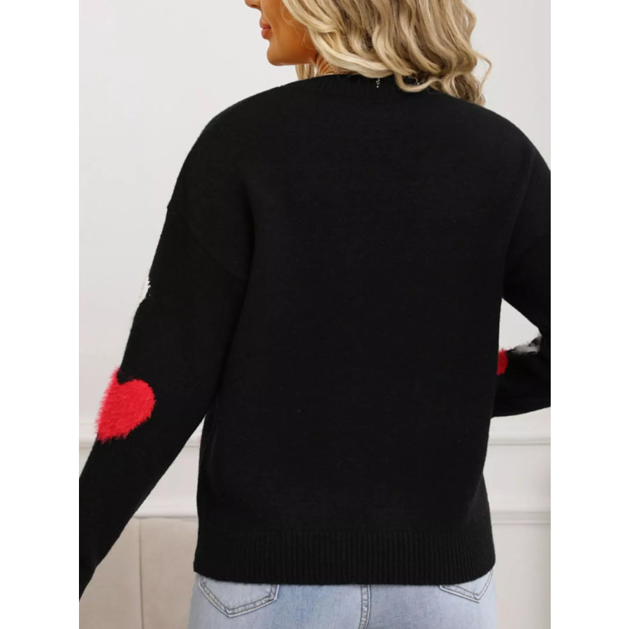 Valentine’s Day Heart Pattern Knit Sweater Apparel and Accessories