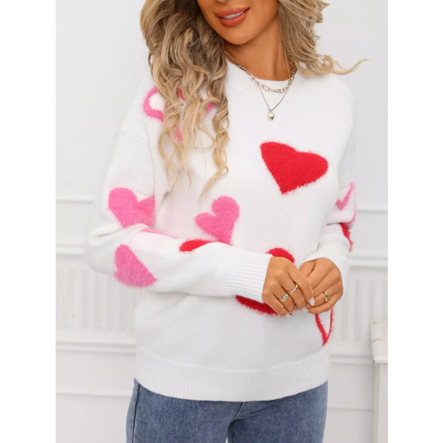 Valentine’s Day Heart Pattern Knit Sweater Apparel and Accessories