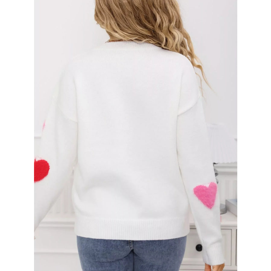 Valentine’s Day Heart Pattern Knit Sweater Apparel and Accessories