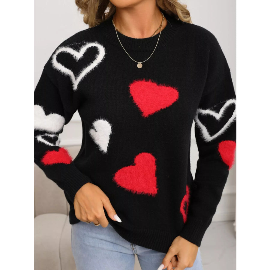 Valentine’s Day Heart Pattern Knit Sweater Apparel and Accessories