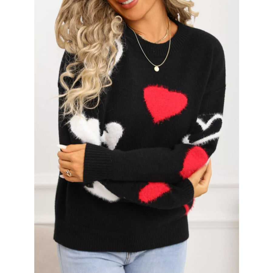 Valentine’s Day Heart Pattern Knit Sweater Apparel and Accessories