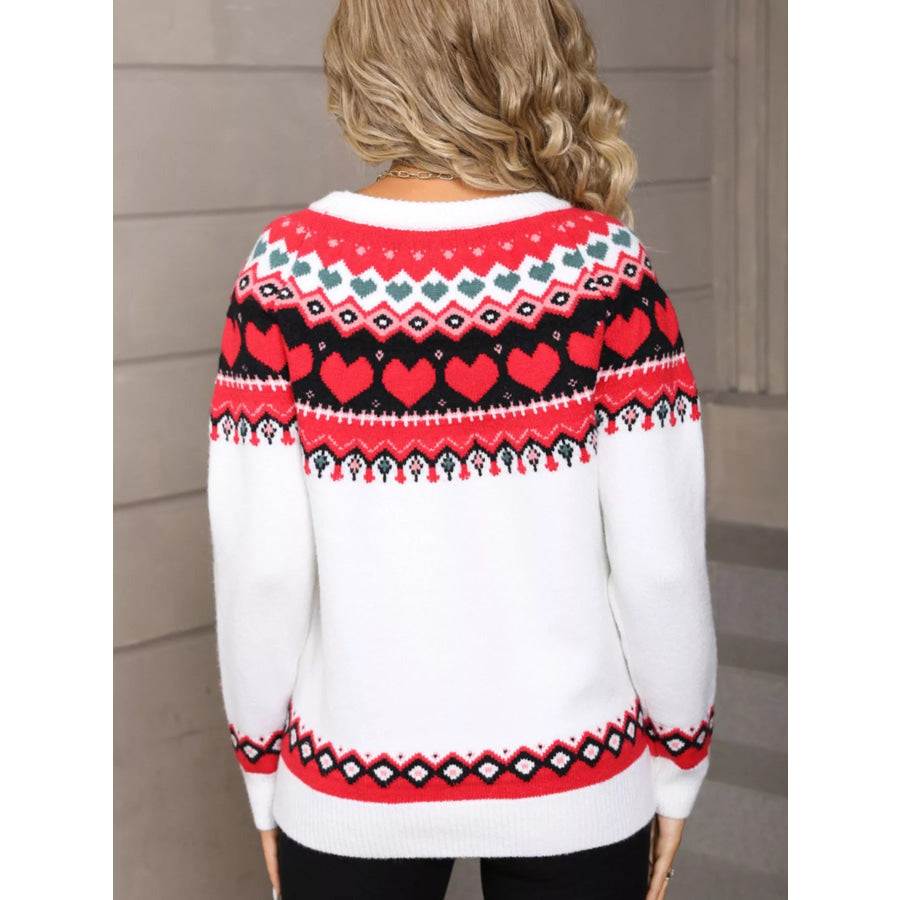 Valentine’s Day Heart Pattern Knitted Sweater Apparel and Accessories