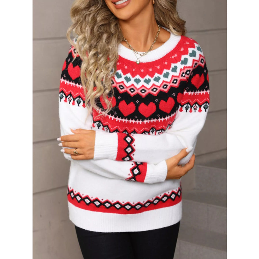 Valentine’s Day Heart Pattern Knitted Sweater Apparel and Accessories