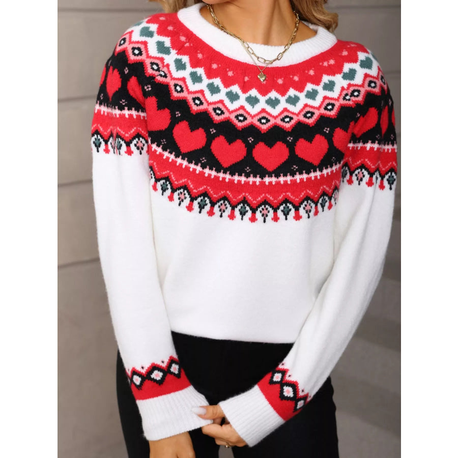 Valentine’s Day Heart Pattern Knitted Sweater Apparel and Accessories