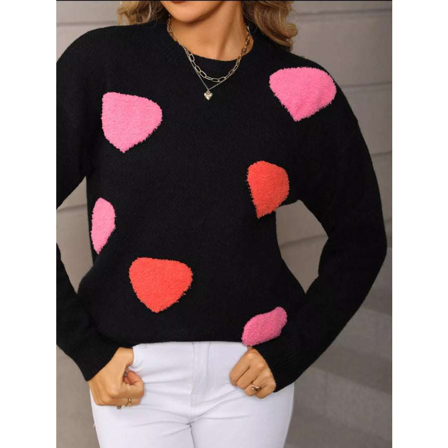 Valentine’s Day Heart Pattern Long Sleeve Sweater Apparel and Accessories