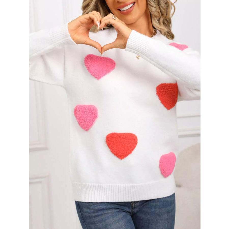 Valentine’s Day Heart Pattern Long Sleeve Sweater Apparel and Accessories