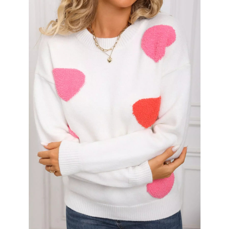 Valentine’s Day Heart Pattern Long Sleeve Sweater Apparel and Accessories